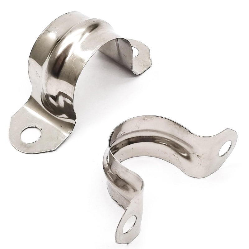 NGe 3/4inch Rigid Pipe Strap Clamp, Two Hole Strap,U Bracket Tube Clip, Stainless Steel Heavy Duty Pipe Fasten Holder, 50Pcs (25mm) - Image 1